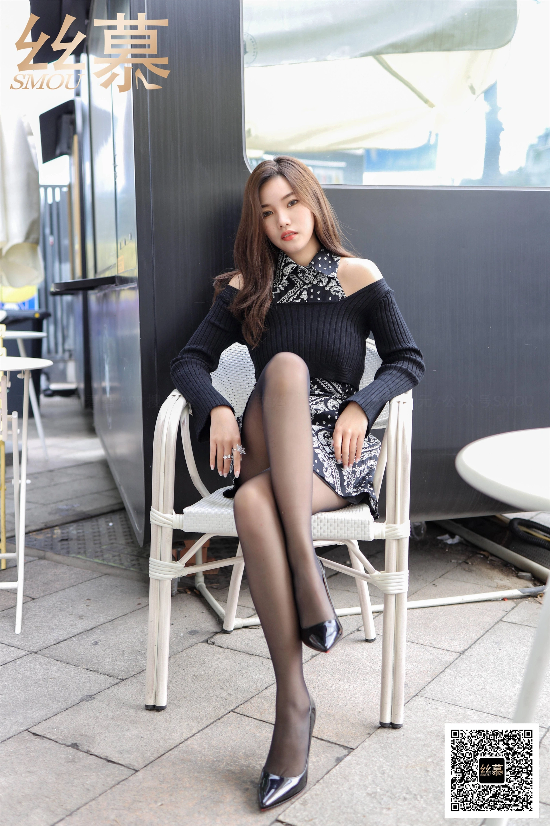丝慕写真 - SM403 天天一元 文欣《街拍黑丝美人》 3